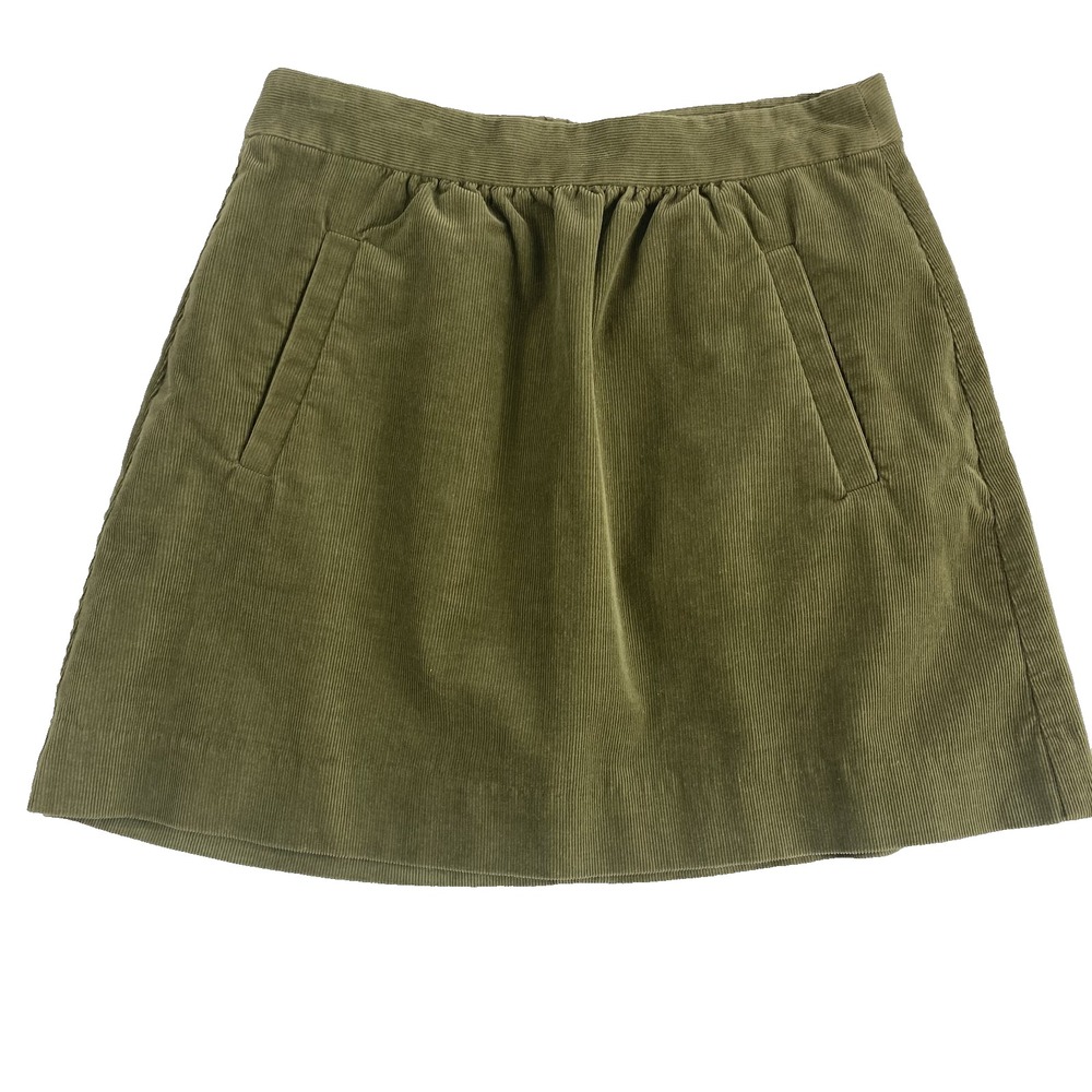 2/$30 J. Crew Mini Skirt Women Sz 2 Green Corduroy Preppy Dark Academia